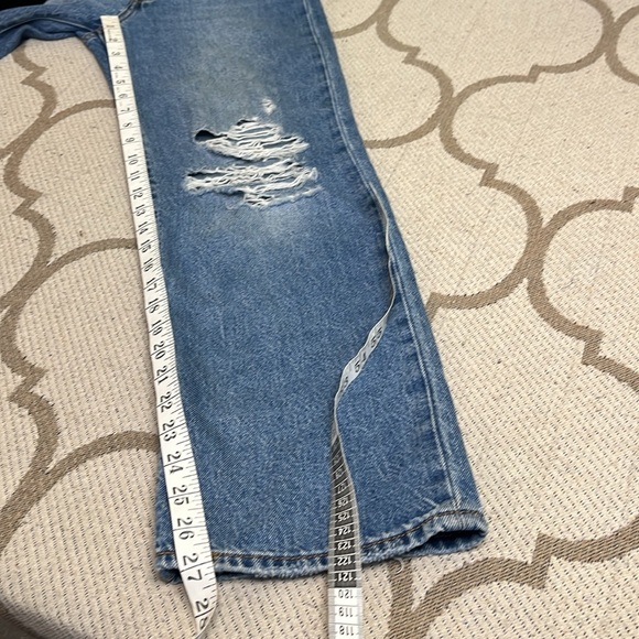 Levi's Ribcage distressed blue Straight Ankle Jeans capital E - Picture 16 of 17